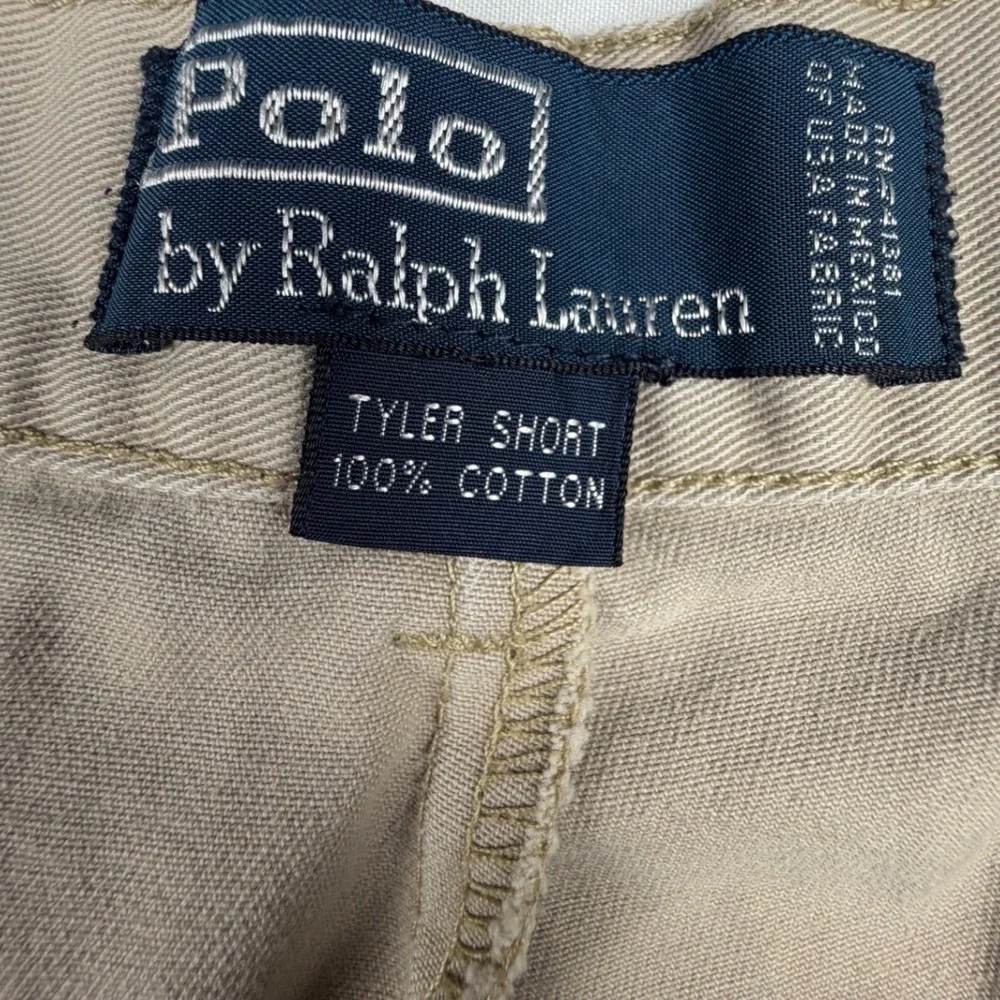 Polo Ralph Lauren Tyler Short Mens 33 Khaki Tan Pleated Chino Cotton